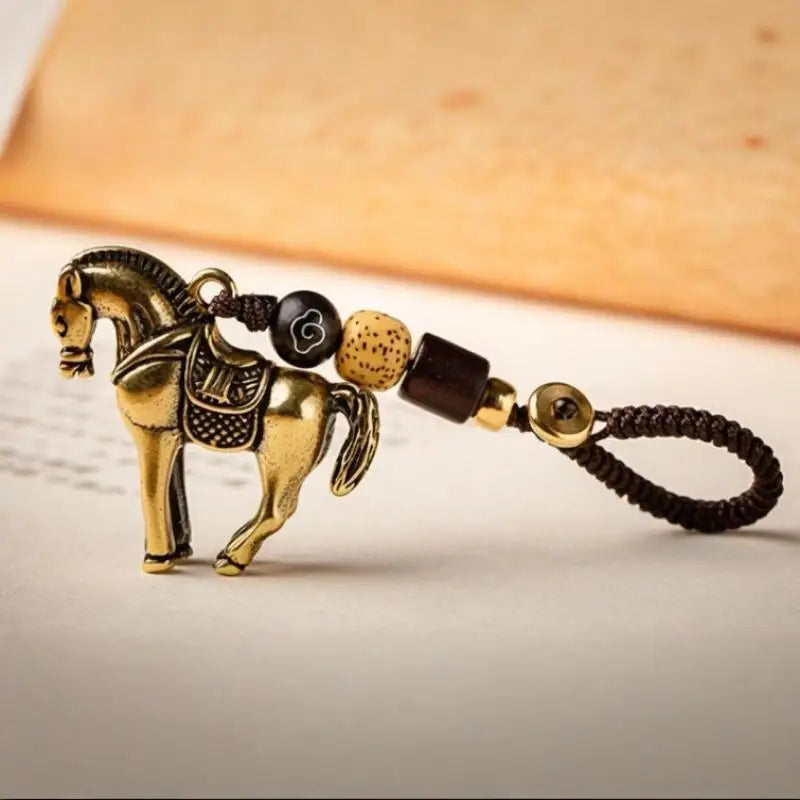 2026 Chinese Zodiac Horse Copper Feng Shui Lucky Pendant Keychain