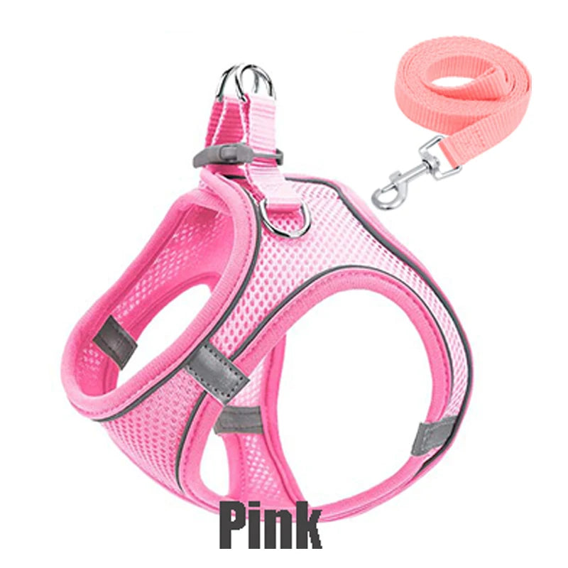 Reflective Dog Harness with Leash – Adjustable Vest XXXS–L
