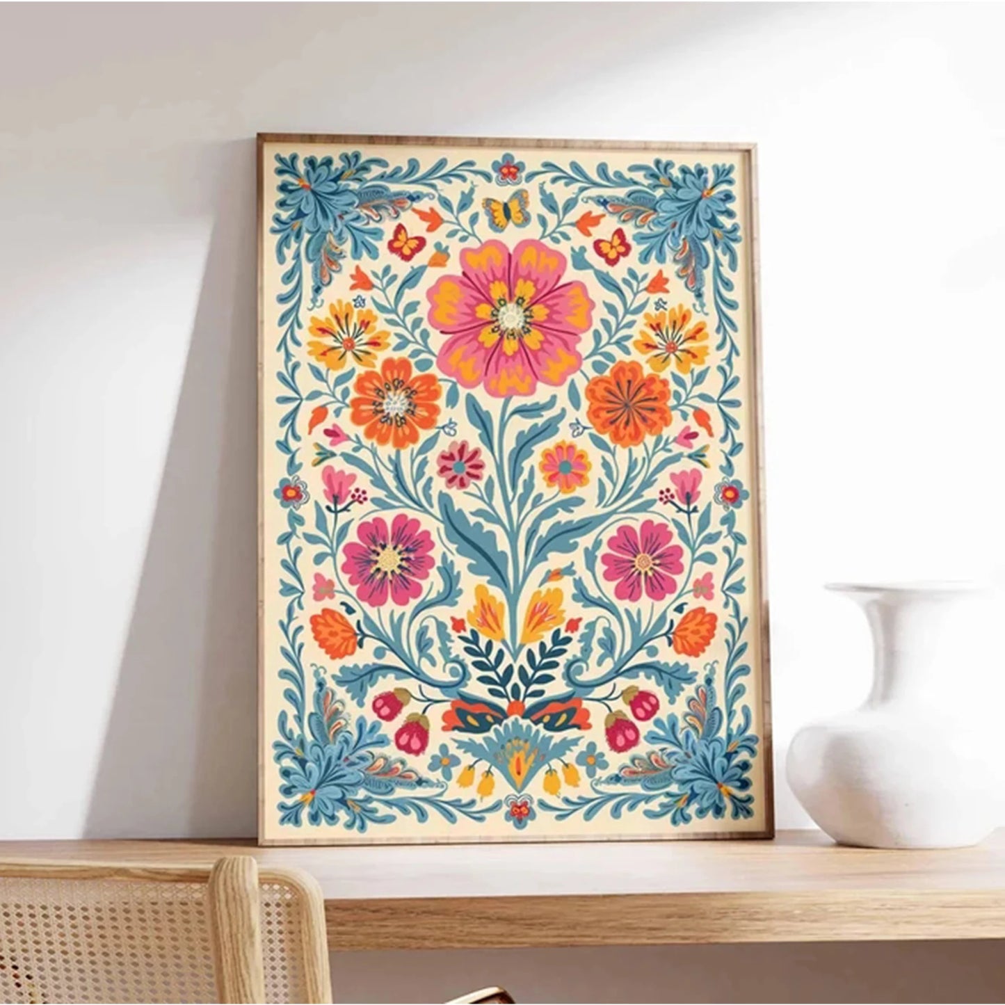 Retro Mexican Botanical Canvas Wall Art Print | Latin Decor