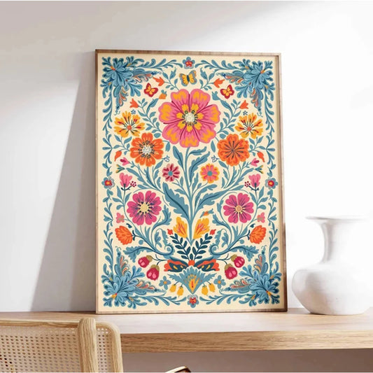 Retro Mexican Botanical Canvas Wall Art Print | Latin Decor Canvas Wall Art Peaceful Pleasures Health and Wellness G5255 30x40cm Wood Framed