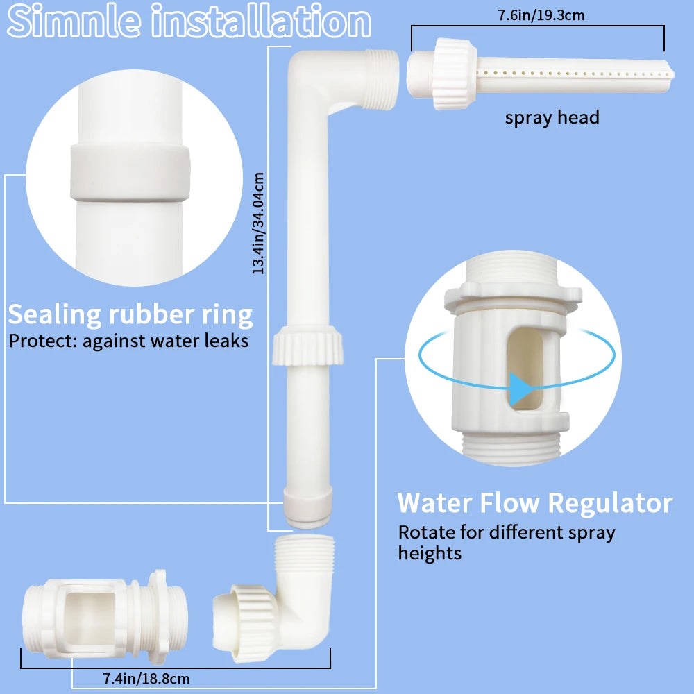 Swimming Pool Waterfall Fountain Kit PVC Feature Water Spay Pools Spa Decorations Easy Install Swimming Pool Accessories Peaceful Pleasures Health and Wellness