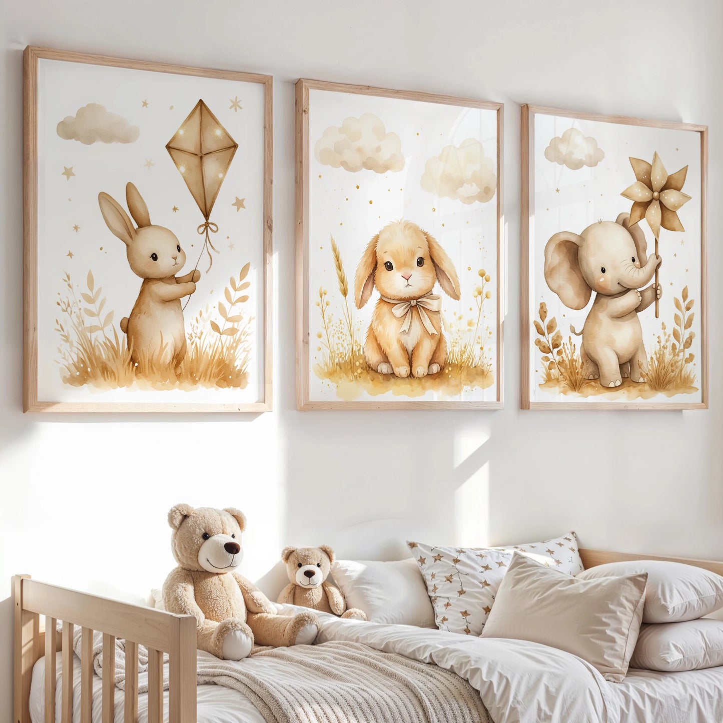 3-Piece Cartoon Animals Canvas Wall Art | Kids Room Decor