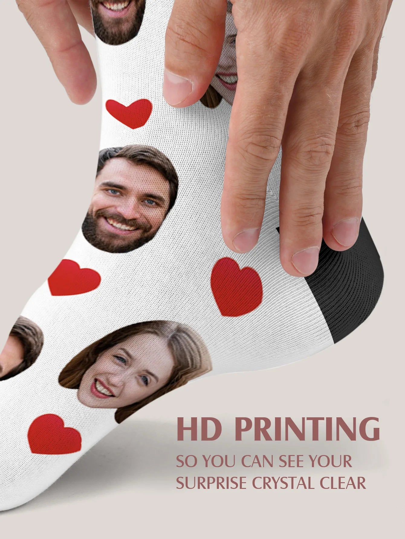 Custom Face Socks Personalized Photo Socks Customizable Funny Socks with Your Picture Two Sizes Available Unique Gift for Couple Peaceful Pleasures Health and Wellness