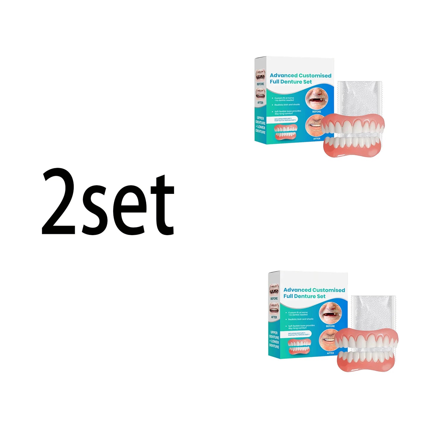 Moldable Silicone Denture Set – Upper & Lower False Teeth Kit