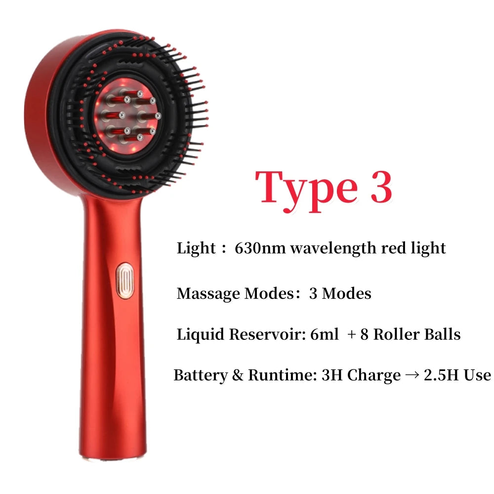 Electric Vibration Massage Comb Hair Care Brush Scalp Oil Applicator 630nm Red Light Therapy Hair Follicle Growth Comb Anti Loss Peaceful Pleasures Health and Wellness TYPE 3
