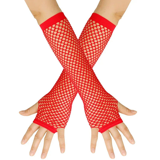 Women's Long Fingerless Fishnet Gloves | Punk Rock Arm Warmers Fingerless Fishnet Gloves Oasis Select