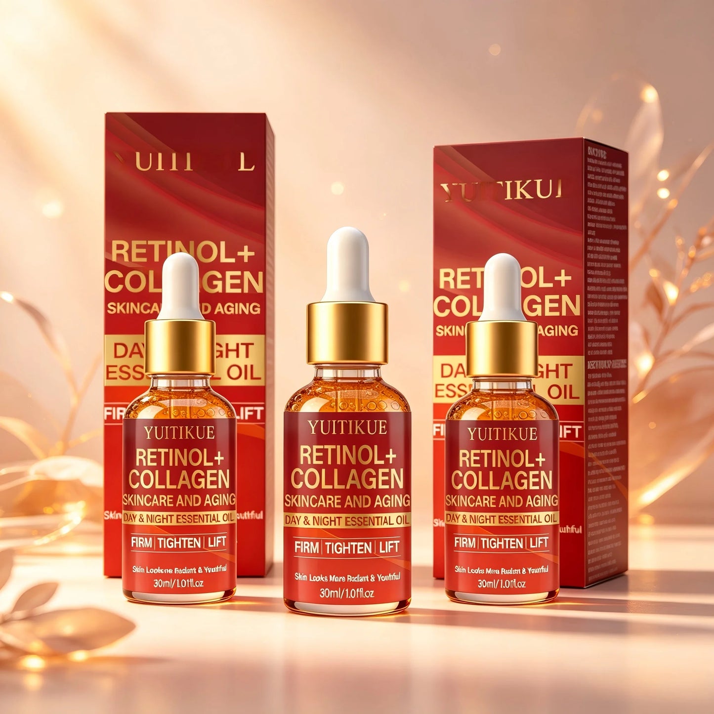YUITIKUE Retinol + Collagen Essential Oil 30ml Day & Night Firming, Tightening & Lifting Anti-Aging Serum Peaceful Pleasures Health and Wellness 3pc