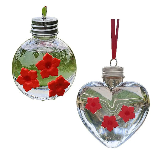 Hummingbird Feeder | Spherical & Heart Shape, 3 Ports, Leak Proof Hummingbird Feeder Peaceful Pleasures Health and Wellness