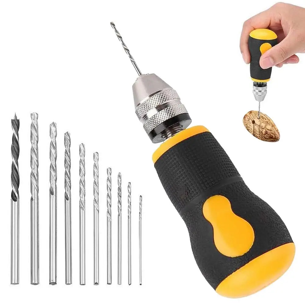 Mini Hand Drill Set – 10 Twist Bits for Jewelry & DIY Craft