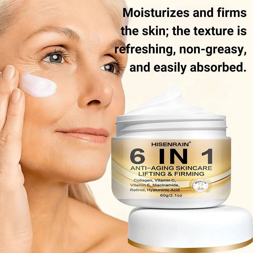 HISENRAIN 6-in-1 Anti-Aging Firming Cream – Wrinkle Reducer, Tightening & Rejuvenating Cream for Face. Peaceful Pleasures Health and Wellness