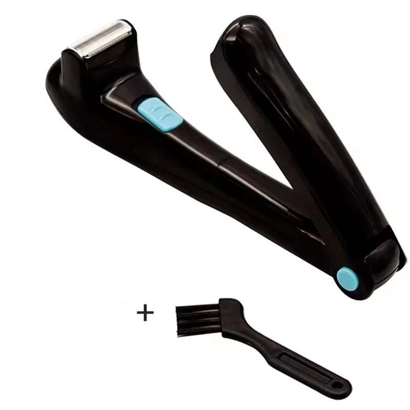 Double-bladed blade body hair trimmer with long handle and depilatory razor - a household back and body shaving tool Peaceful Pleasures Health and Wellness black