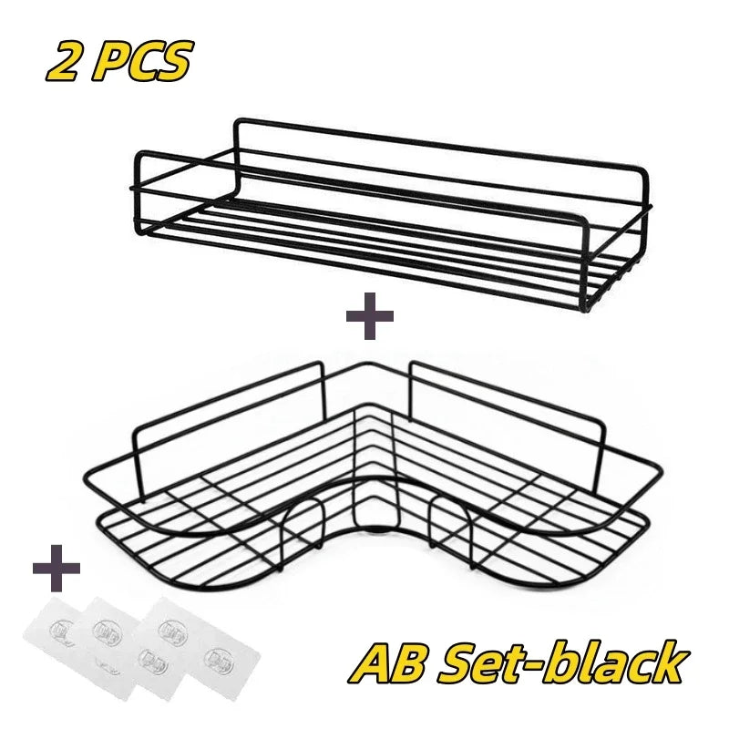 No-Drill Metal Corner Shower Shelf | Bathroom Wall Organizer