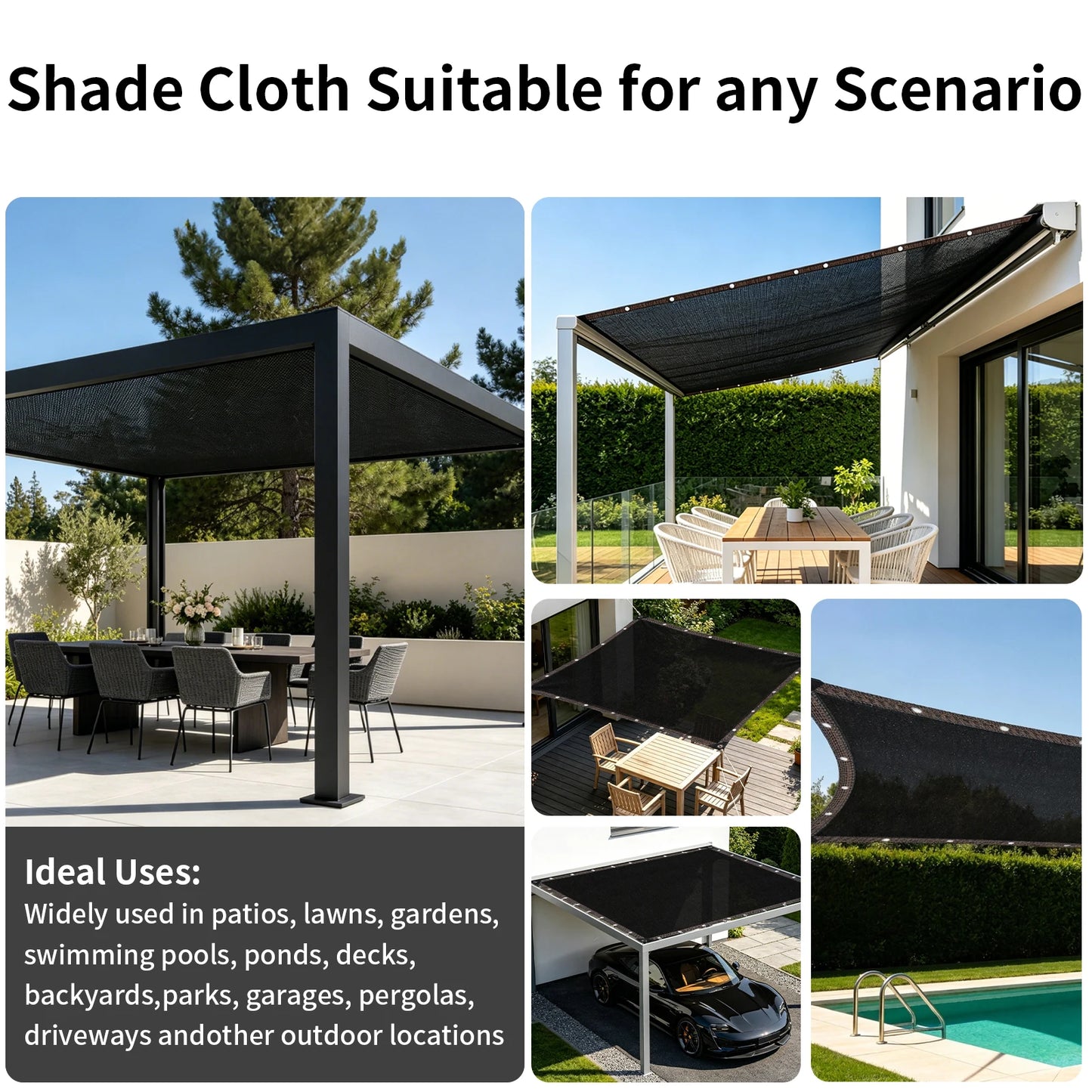 Outdoor Sun Shade Net with Grommets | Garden, Patio & Pool