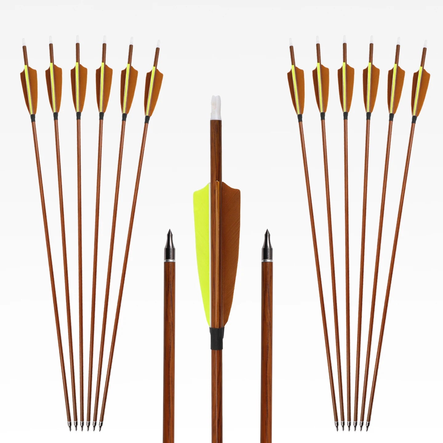 6 Wood Skin Mixed Carbon Arrows ID6 OD7 Field Archery Hunting