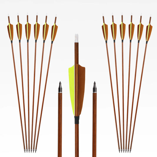 6 Wood Skin Mixed Carbon Arrows ID6 OD7 Field Archery Hunting Peaceful Pleasures Health and Wellness 6pcs