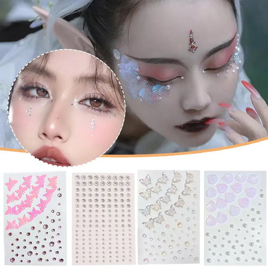Butterfly Crystal Diamond Sticker Self Adhesive DIY Facial Temporary Tattoos Stickers for Stage Daily Makeup Face Decals Peaceful Pleasures Health and Wellness