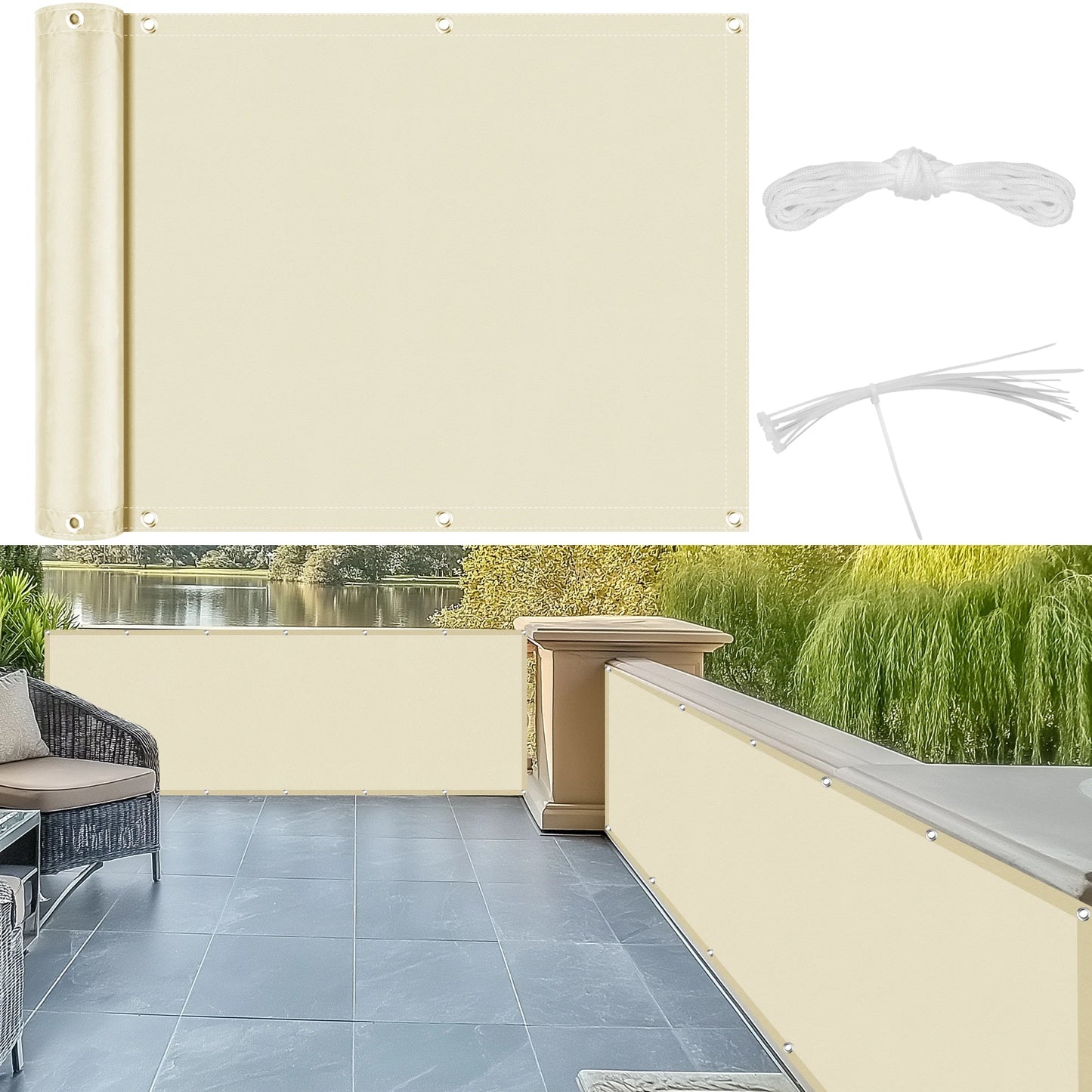 Waterproof Balcony Privacy Screen | UV & Wind Protection