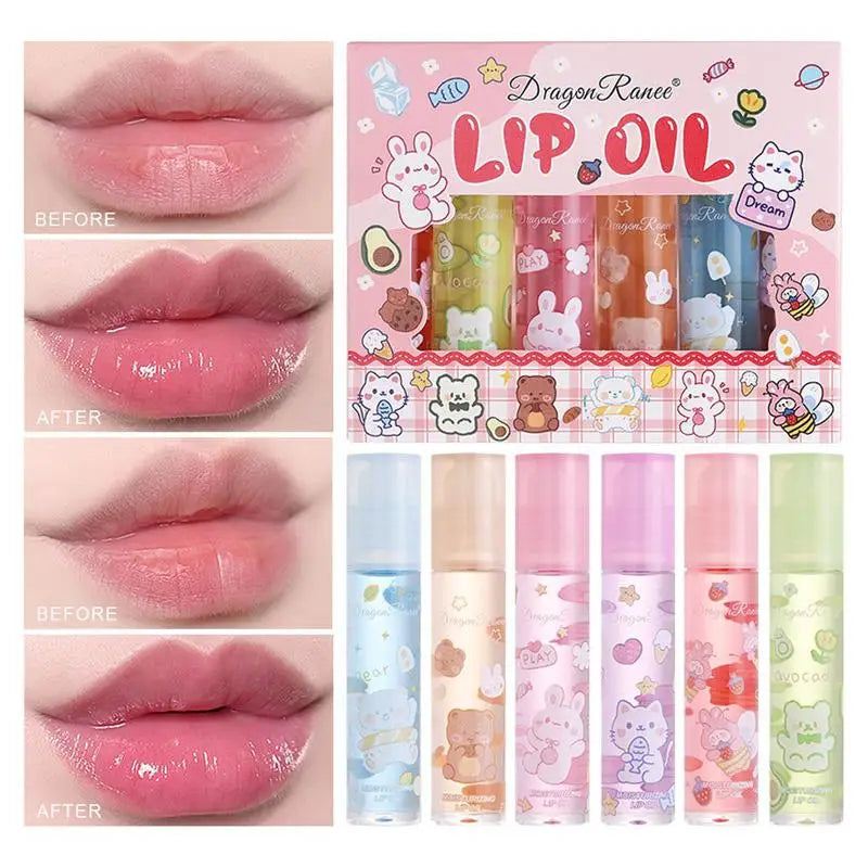 Flower Lip Oil Set 6pcs – Moisturizing Jelly Gloss Kit