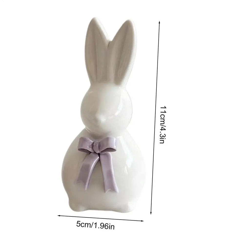 Easter Bunny Ceramic Figurine | Rabbit Sculpture Spring Decor