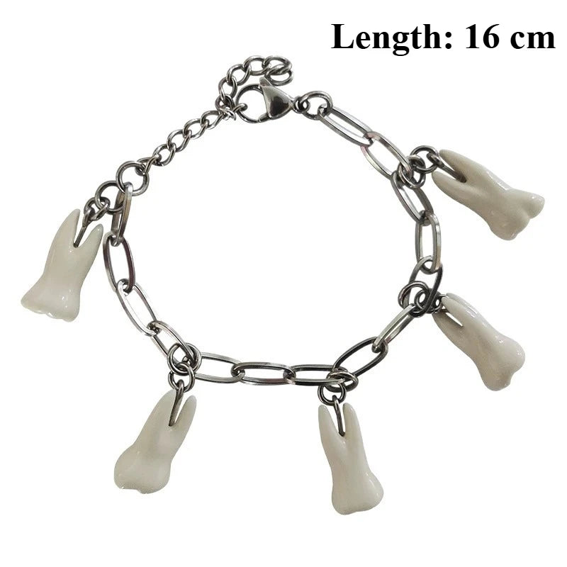 Punk Teeth Chain Bracelet | Unisex Vintage Silver Stainless Steel
