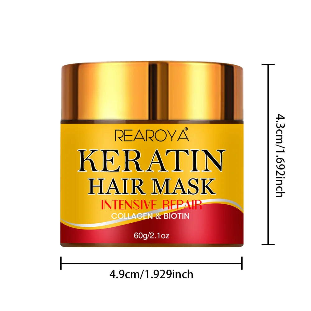 REAROYA Biotin Collagen Keratin Hair Mask – Dry Damaged Hair