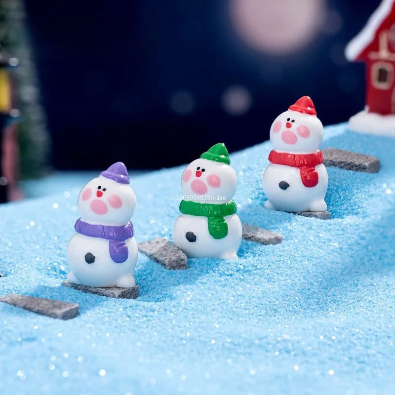 1PCS Mini Christmas Snowman Figurine Cartoon Snow Rabbit Micro Landscape Ornament Fairy Garden Home Decoration Accessories Peaceful Pleasures Health and Wellness