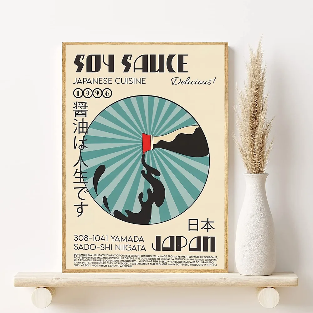Retro Japanese & Korean Food Poster – Waterproof PVC Wall Art Wall Art Poster Peaceful Pleasures Health and Wellness