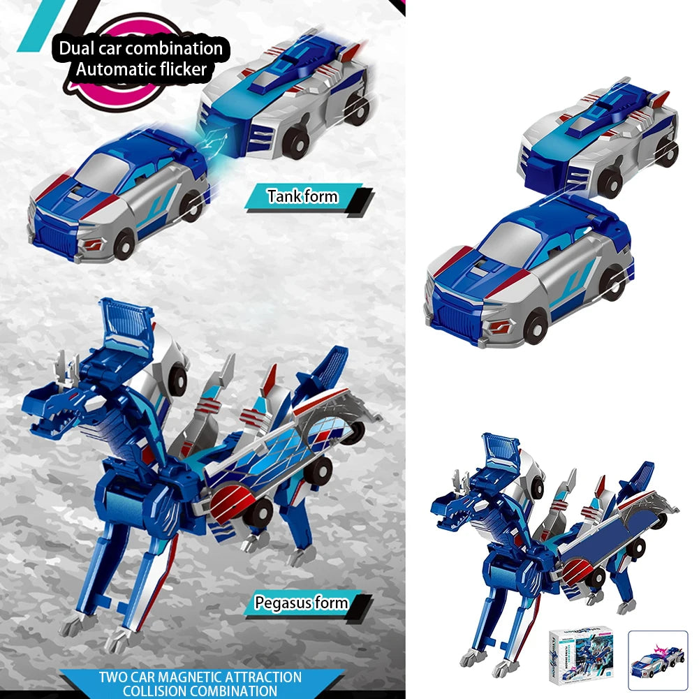 Unicorn Transformer : Magic Transformation Super Combination Car Toy 2 In 1 Kids Magnetic Collision Transforming Car Diy Toy Peaceful Pleasures Health and Wellness