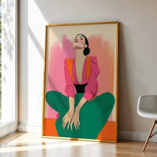 Modern,Retro Pluralistic Feminism Wall Art Print Canvas Painting Poster Picture For Bedroom,Living Room Home Decor Peaceful Pleasures Health and Wellness G3654 30x40cm Wood Framed