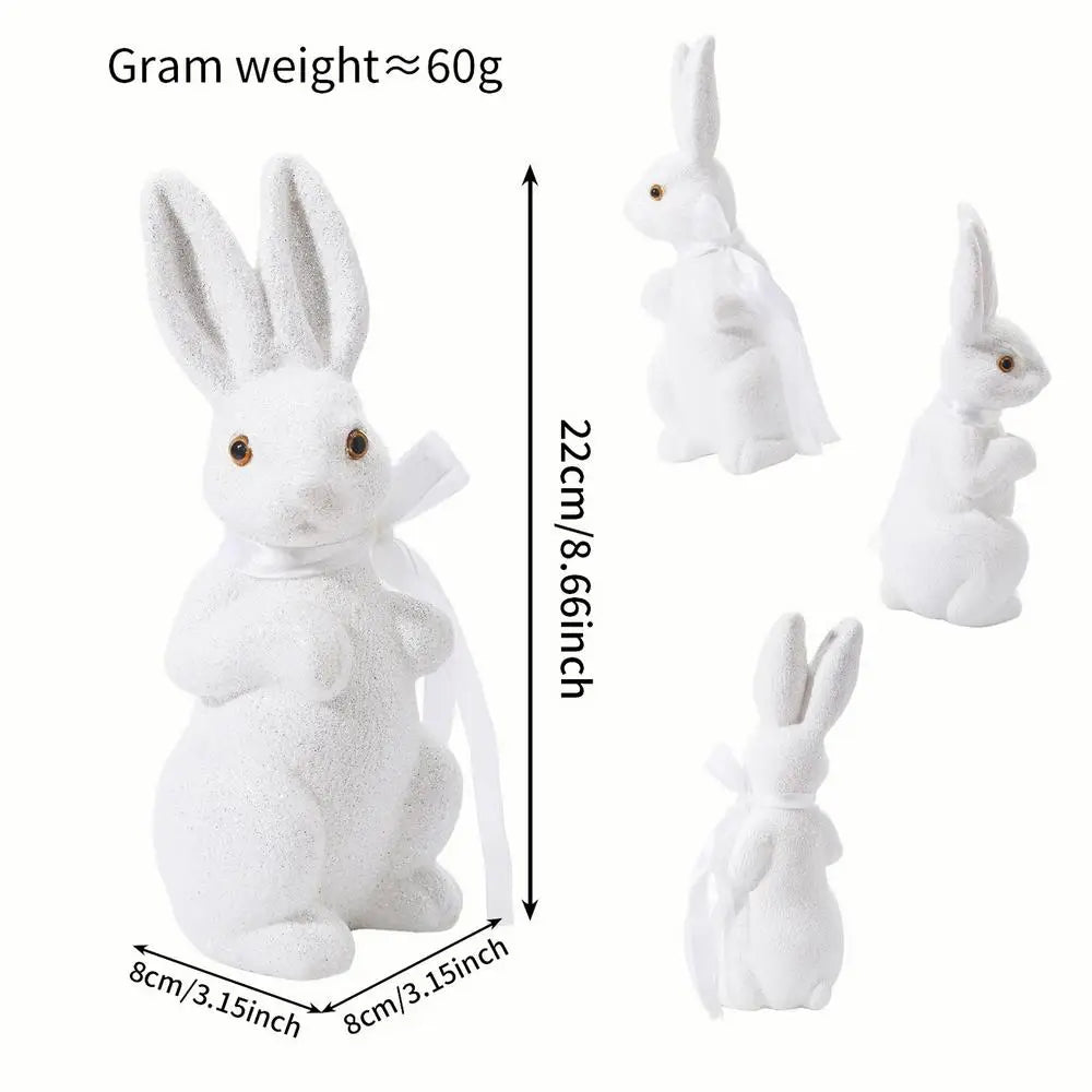 Easter Rabbit Garden Statue | Glitter Foam Bunny Figurine with Bow