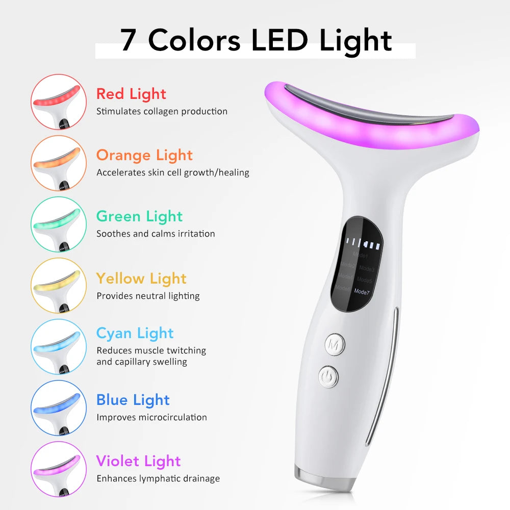 7in1 Neck Face Beauty Device Photon Neck Face Lifting Massager Reduce Double Chin Skin Tightening Facial Massager Skincare Tool Peaceful Pleasures Health and Wellness