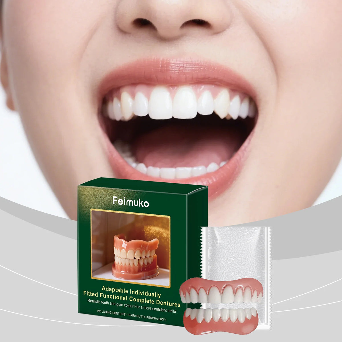 Silicone Temporary Denture Set Upper & Lower Comfort Fit Temporary Denture Set Peaceful Pleasures Health and Wellness