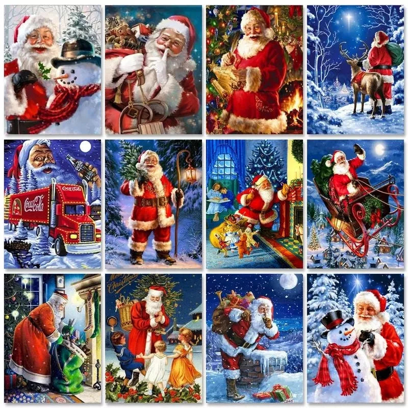 Santa Claus Diamond Painting Kit with Frame | Christmas Art