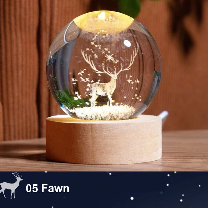 LED Night Light Milky Way Galaxy Solar System Crystal Ball Children Night Lamp Bedroom Ambient Light Creative Gift Night Light Peaceful Pleasures Health and Wellness Elk deer