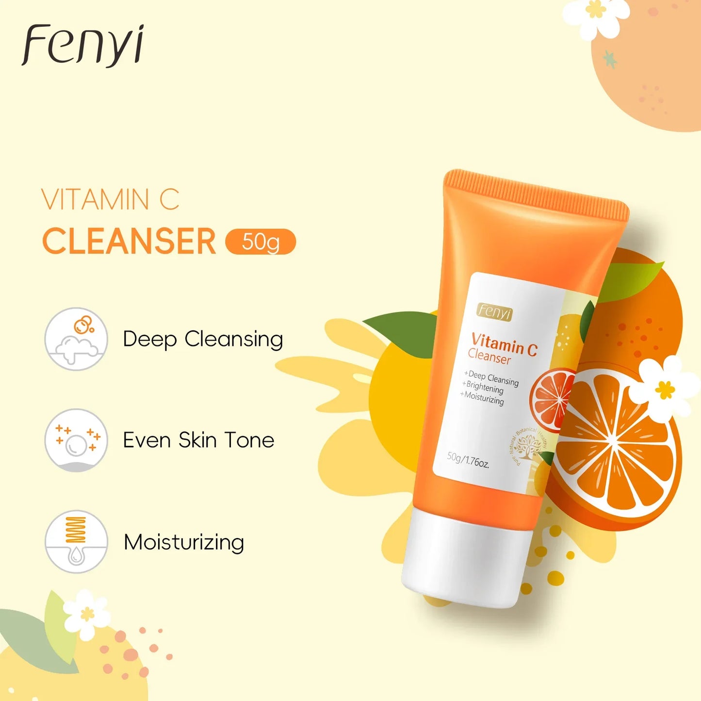 LAIKOU Vitamin C Facial Cleanser – Hydrating Foam Face Wash