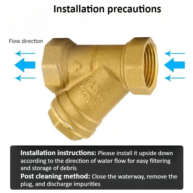 Brass Y-Strainer Filter Ball Valve BSP DN15–DN32 Internal Thread