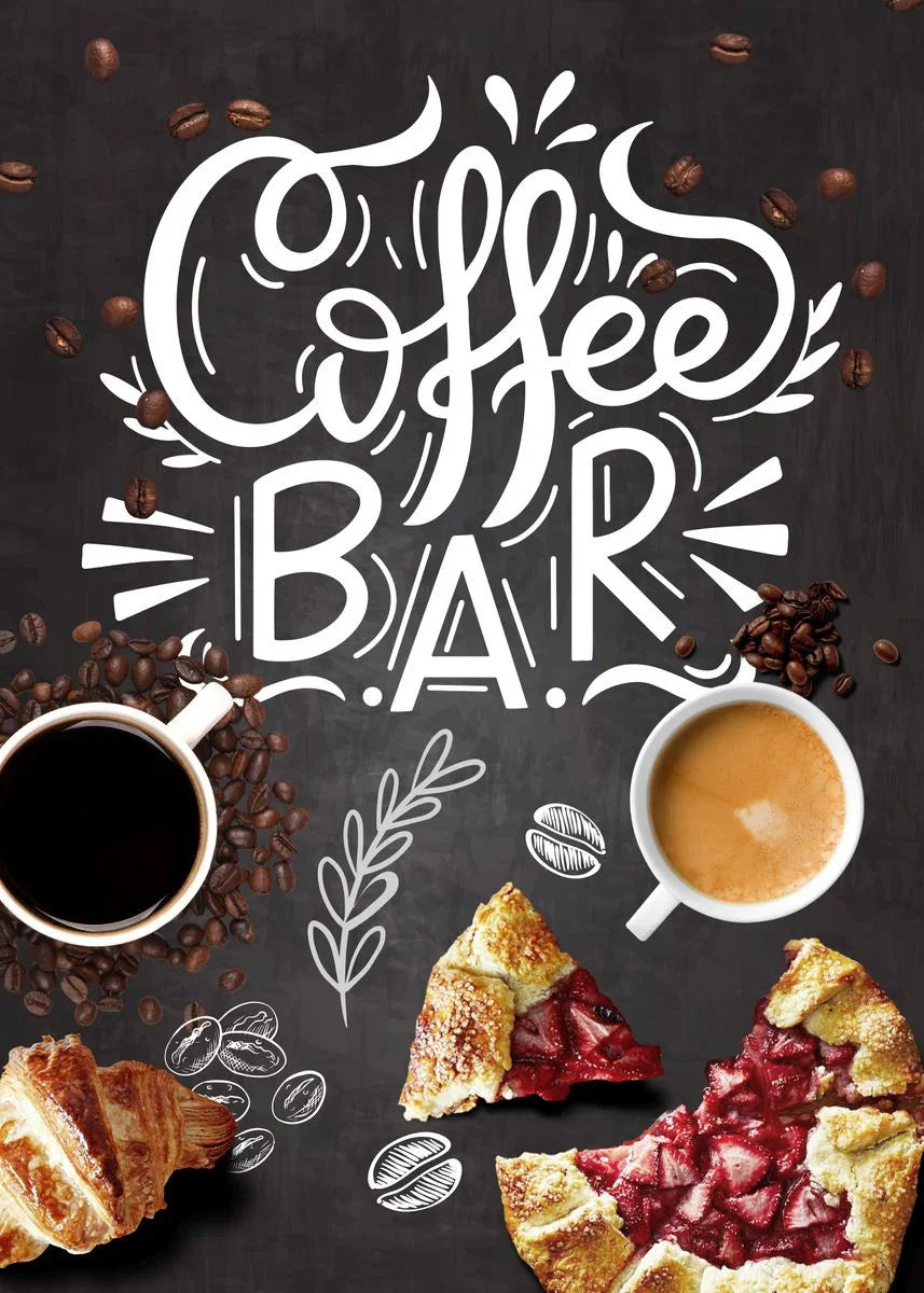 Nordic Coffee Canvas Wall Art | Café Kitchen Chalkboard Print