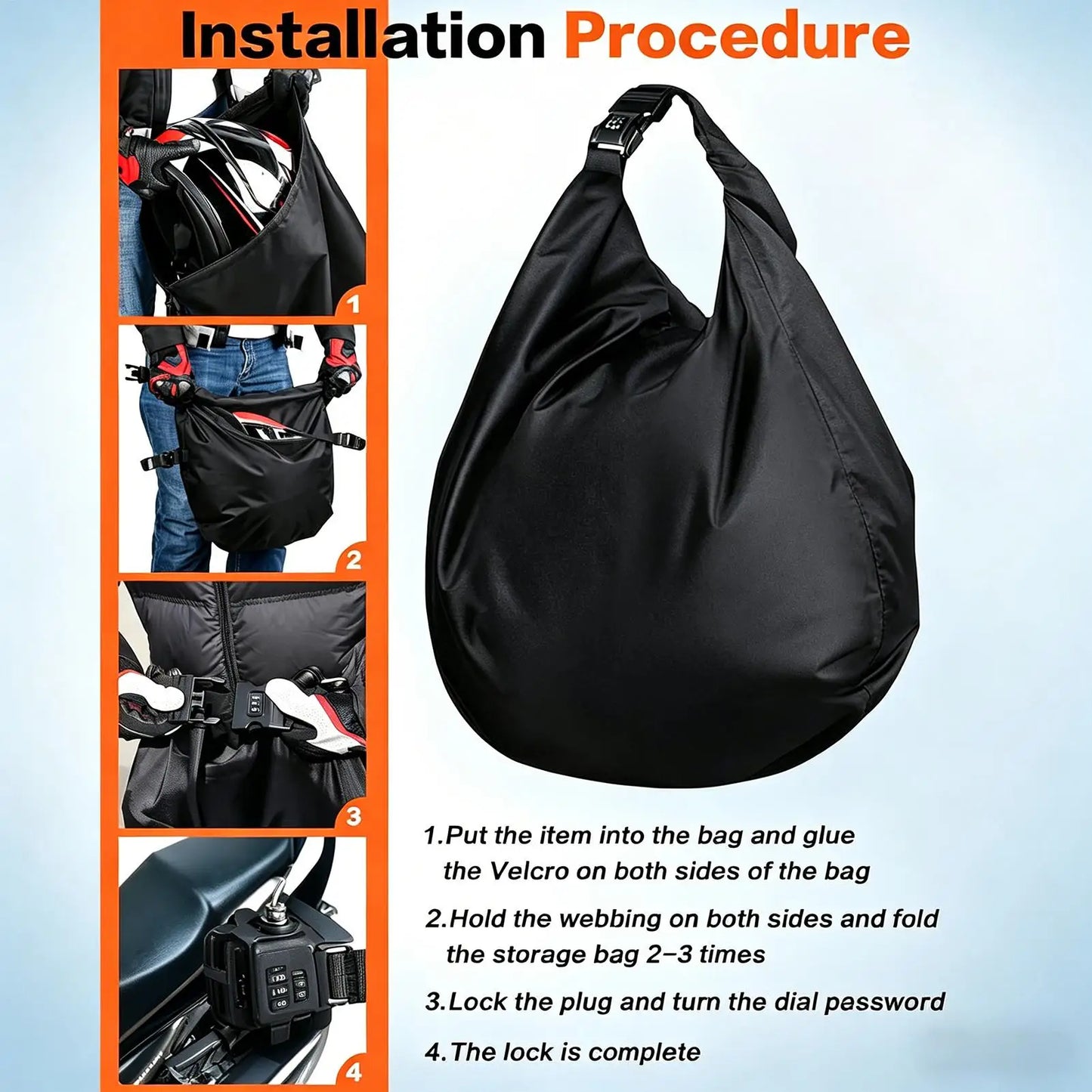 Waterproof Hard Hat Bag With Combination Lock Lightweight Carrying Pouch Motorcycle Helmet Accessory For Ski Cycling Baseball Peaceful Pleasures Health and Wellness