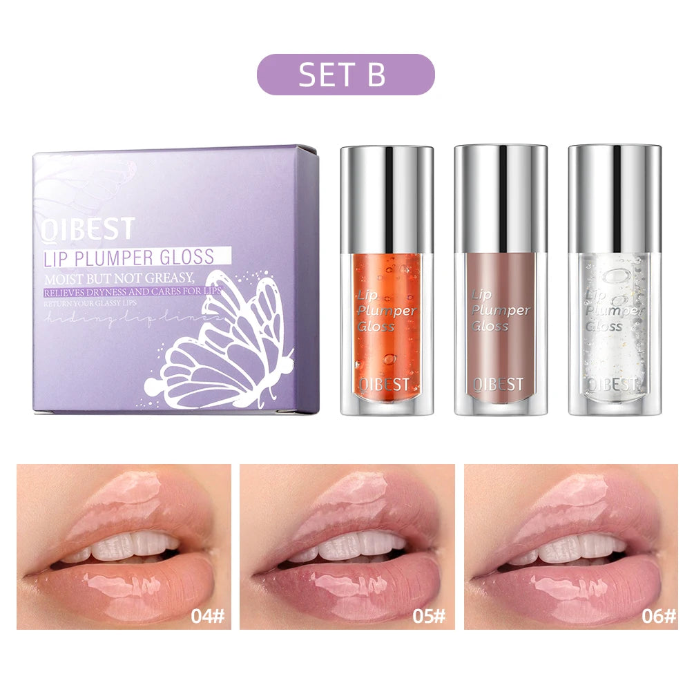 QIBEST Moisturizing Lip Gloss Set Long Lasting Not Sticky Natural Lip Tint Daily Makeup Lip Oil Primer Volume Lips Plumper Oil Peaceful Pleasures Health and Wellness Set B