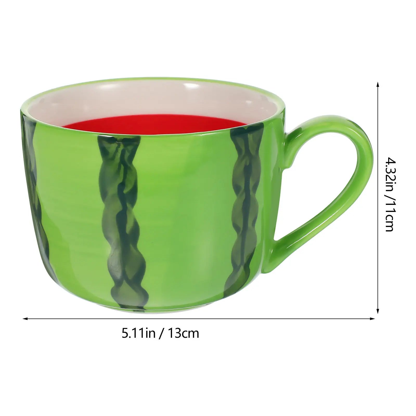 Watermelon Ceramic Cup Summer Design Coffee Tea Milk Mug Sturdy Heat Resistant Smooth Inner Wall Drinking Cup Household Office Peaceful Pleasures Health and Wellness