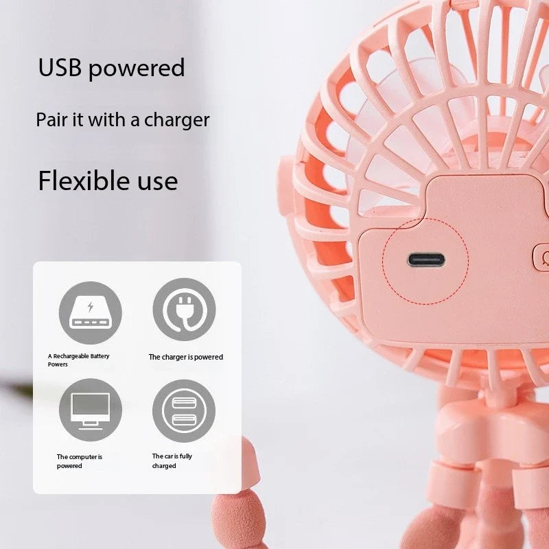 Octopus Mini Clip-On Fan with Night Light | Stroller & Travel