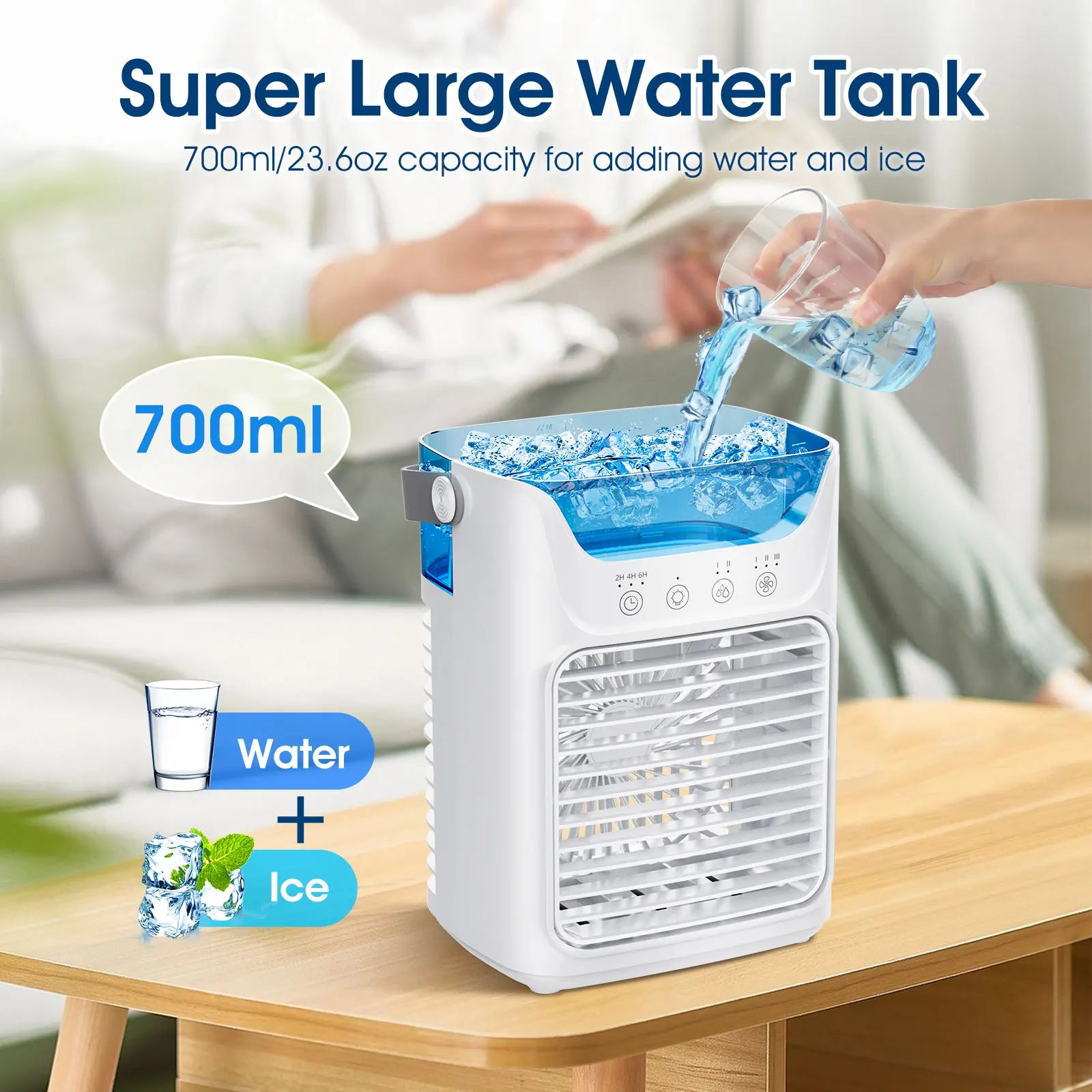 USB Desktop Air Cooler for Bedroom/office Misting Fan with Light Outdoor Portable Air Conditioner Fan 700ML Long-lasting Cooling Peaceful Pleasures Health and Wellness