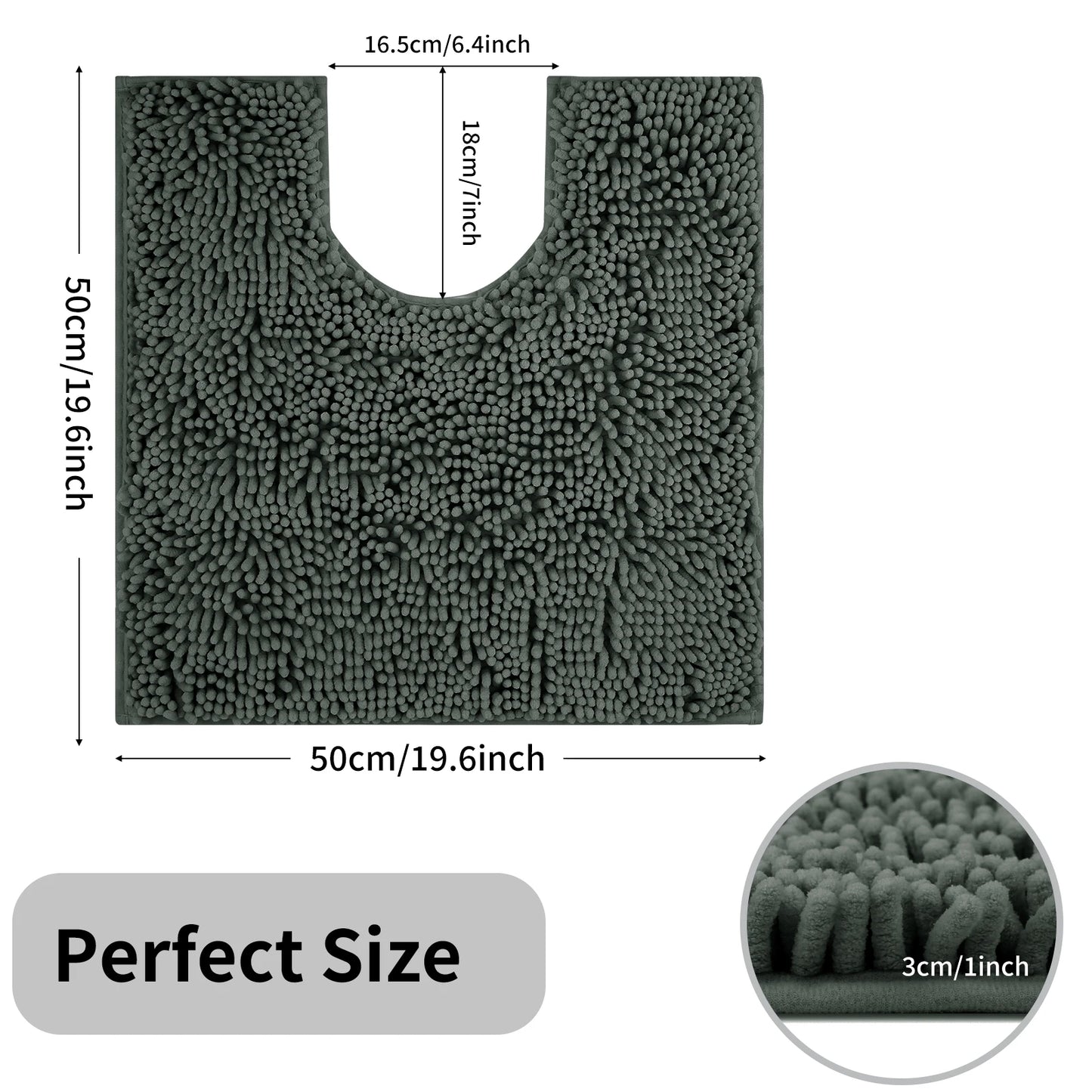 Toilet Rug U-Shaped Super Absorbent Chenille Bathroom Mats Non-Slip Backing Machine Washable For Bathrooms Floor Decoration Peaceful Pleasures Health and Wellness