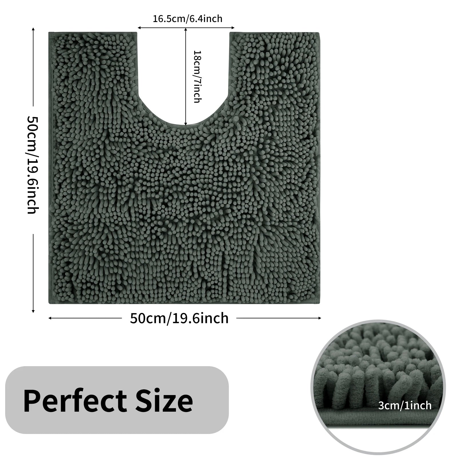 Toilet Rug U-Shaped Super Absorbent Chenille Bathroom Mats Non-Slip Backing Machine Washable For Bathrooms Floor Decoration Peaceful Pleasures Health and Wellness