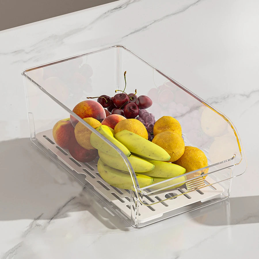 Clear Fridge Organizer Bins with Handle – Refrigerator, Freezer, Kitchen Cabinet & Pantry Organization Storage