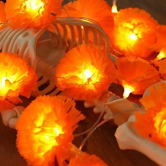 Marigold LED Flower String Lights | Artificial Chrysanthemum Decor LED Flower String Lights Peaceful Pleasures Health and Wellness