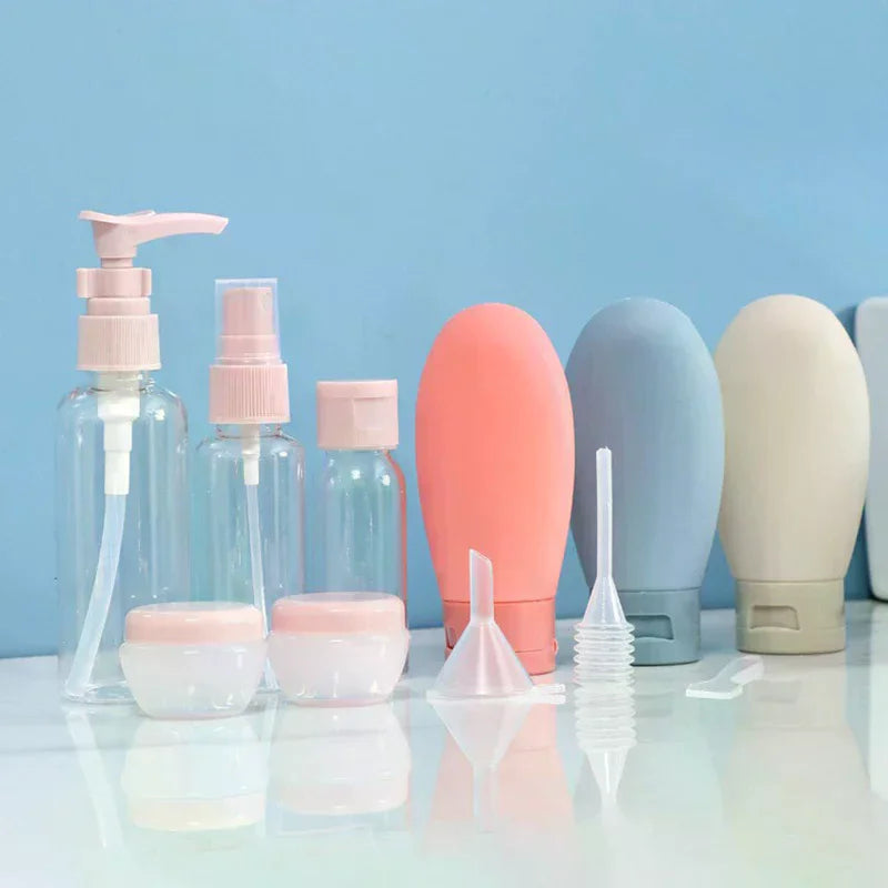 11Pcs/Set Travel Refillable Bottle Cosmetic Lotion Toner Spray Shampoo Essentials Cream Bottle Empty Container For Toiletries Peaceful Pleasures Health and Wellness