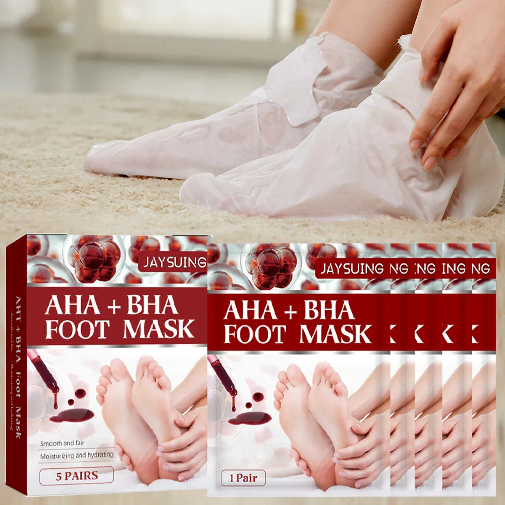 AHA Exfoliating Foot Peel Mask | Smooth Soft Feet – 5 or 10 Pairs