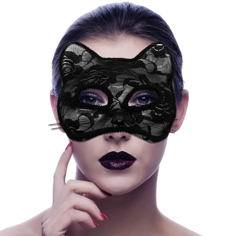 2-Pack Lace Cat Masks – Masquerade, Cosplay & Halloween