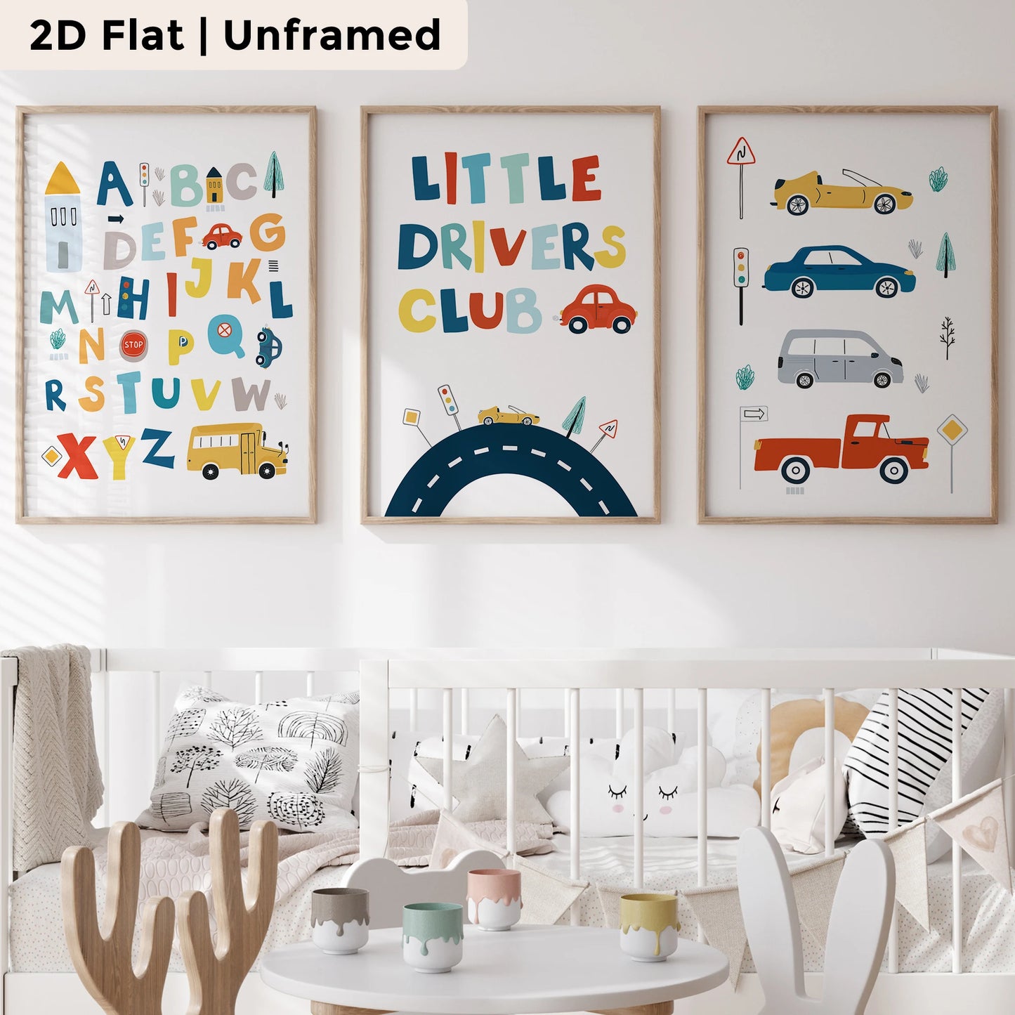 3-Piece Cartoon Educational Canvas Wall Art | Kids Room Decor